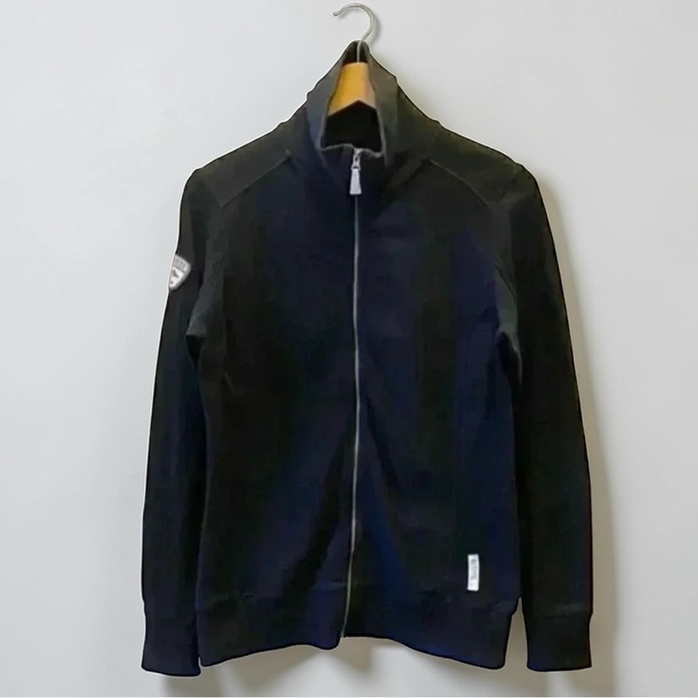 Roots Black Track Jacket Zip Up Size Small